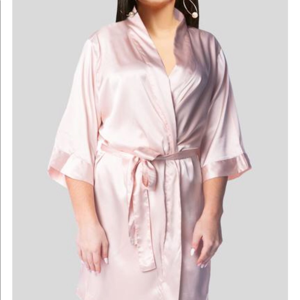Pretty Robes - blush pink silk small/medium robe